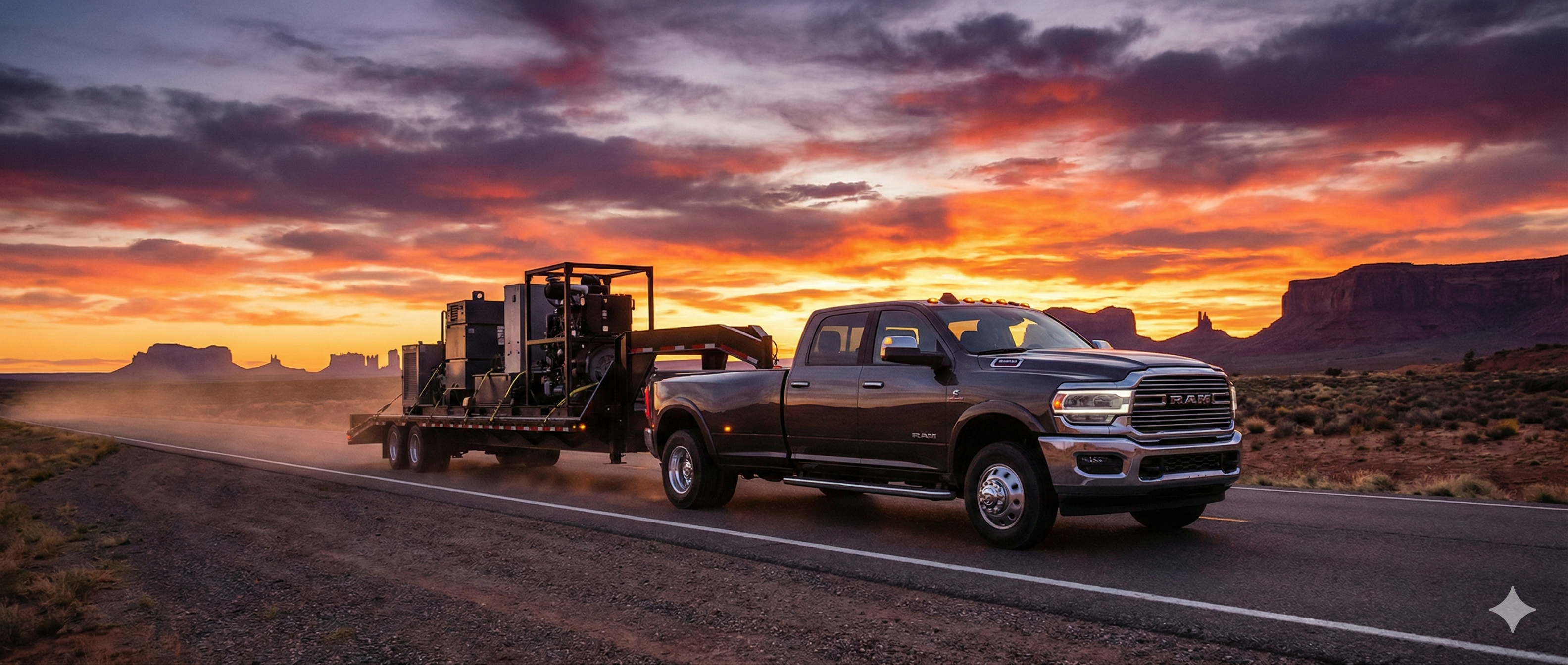 Hotshot truck on an open highway during sunset, symbolizing industry trends.